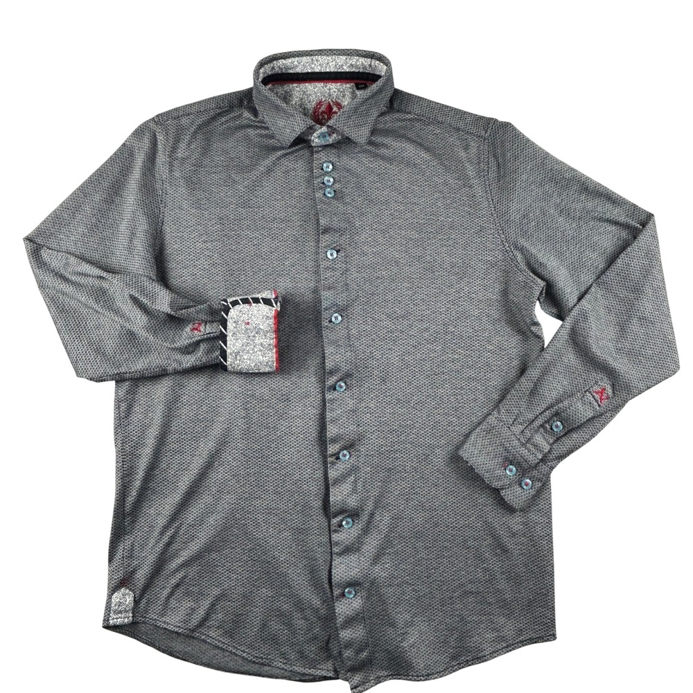Au Noir Shirt Mens 3 (M) Contrast Flip Cuff Stretch Button Down‎ Black White